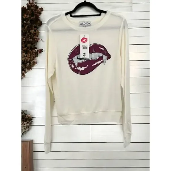 NWT Wildfox Couture Love Bites Sweatshirt in Vanilla S MSRP $95 - Picture 6 of 6